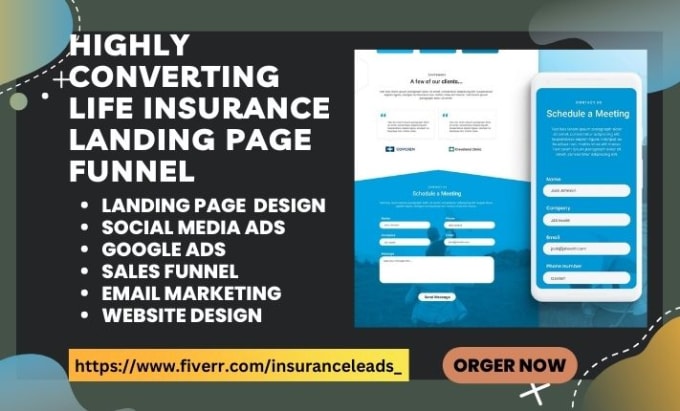 Gig Preview - Design life insurance landing page life insurance website insurance funnel