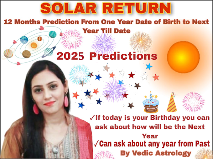 Gig Preview - Do solar return 12 months 2025 prediction one year from 1 date birth to next