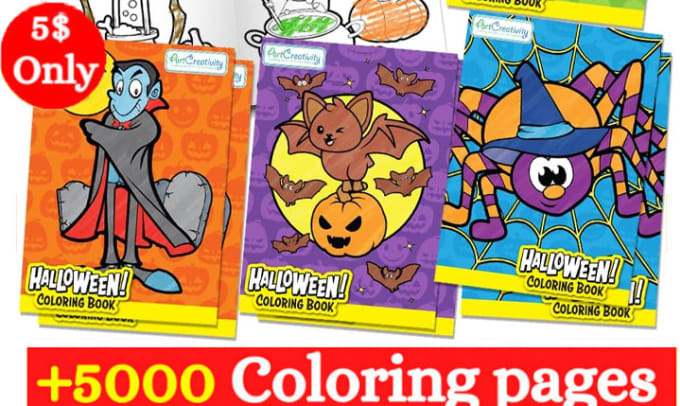 Gig Preview - Provide 5000 coloring pages for kids and etsy,KDP halloween