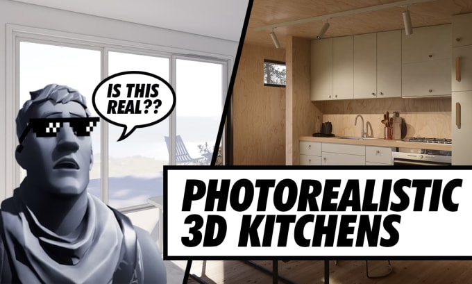 Gig Preview - Do interior design 3d rendering of kitchen