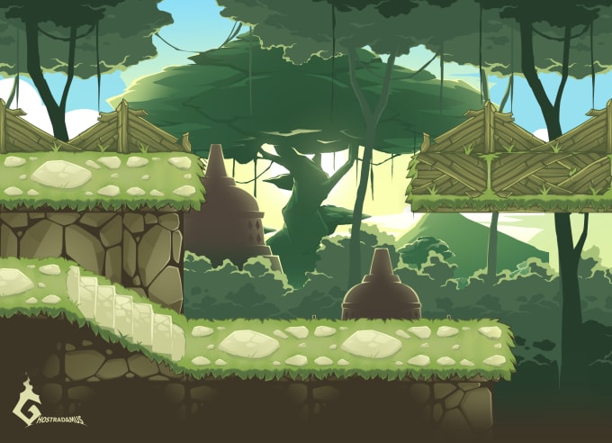 Gig Preview - Design and draw a customized 2d background for your game