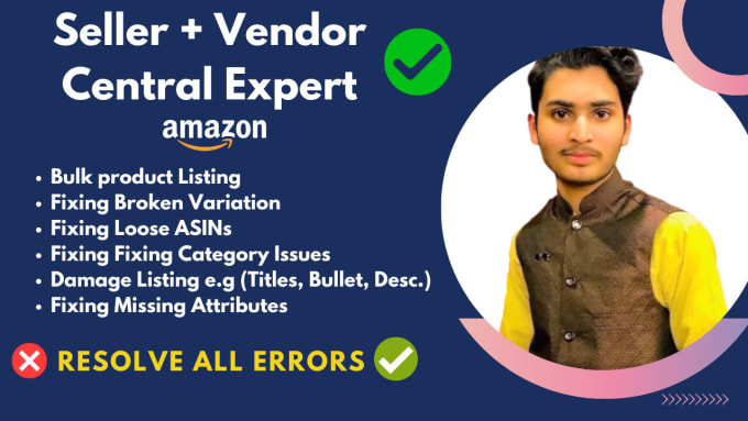 Gig Preview - Be your virtual assistant vendor errors listing seller central store amazon va