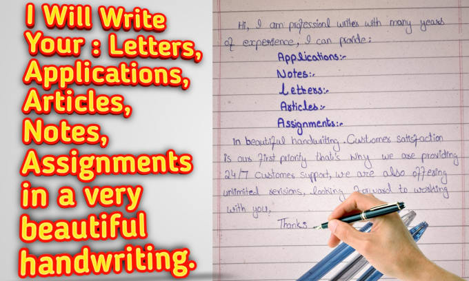 Gig Preview - Write letters, articles, applications and assignments in beautiful handwriting