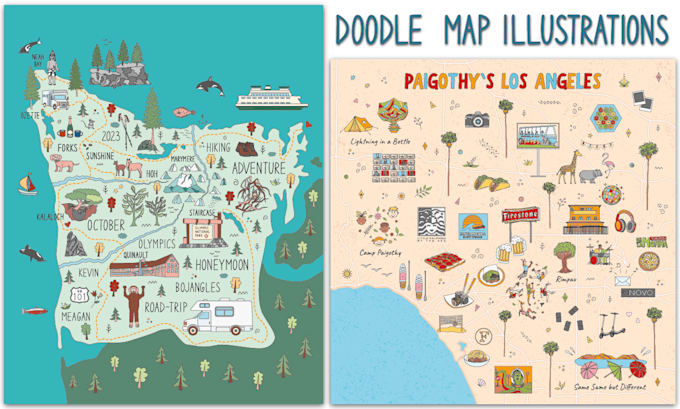 Gig Preview - Create doodle illustrated vector map