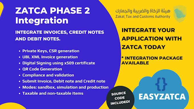 Gig Preview - Integrate zatca phase 2 XML fatoora