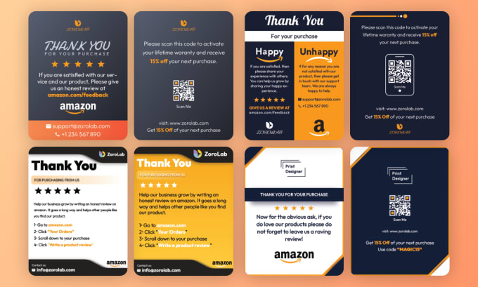 Gig Preview - Design amazon thank you card, product insert or package insert