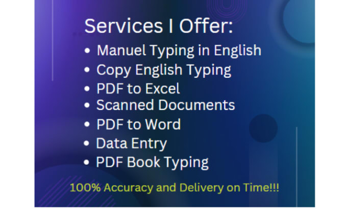 Gig Preview - Do a fast copy typing job, retype your PDF documents