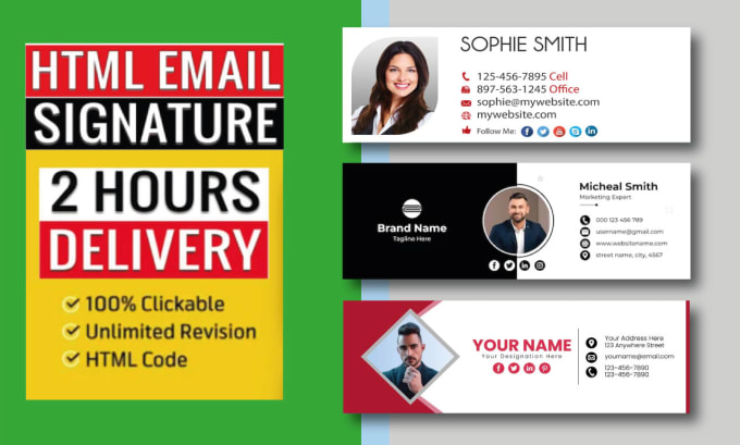 Gig Preview - Create clickable HTML email signature, gmail signature, yahoo, outlook signature