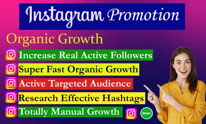 Gig Preview - Grow and manage your instagram page organically with active audience