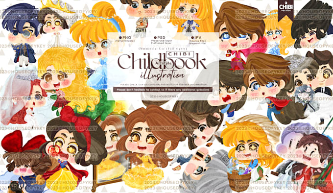 Gig Preview - Do illustration art chibi using childbook artstyle