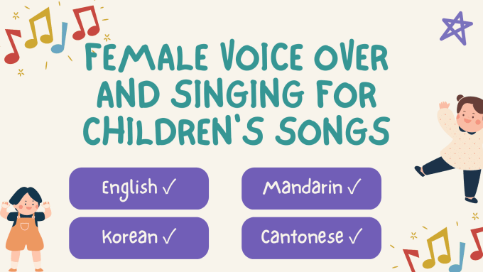 Gig Preview - Sing children songs or nursery rhymes in english, mandarin,cantonese