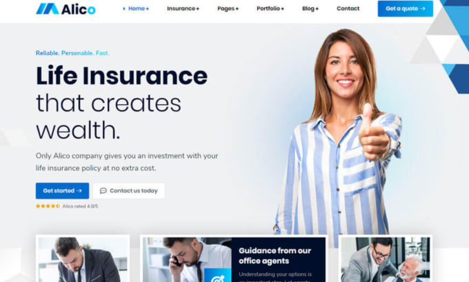 Gig Preview - Design health life insurance landing page medical life insurance website