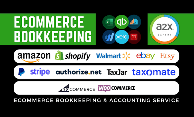 Gig Preview - Do ecommerce bookkeeping for amazon shopify ebay etsy in quickbooks or xero