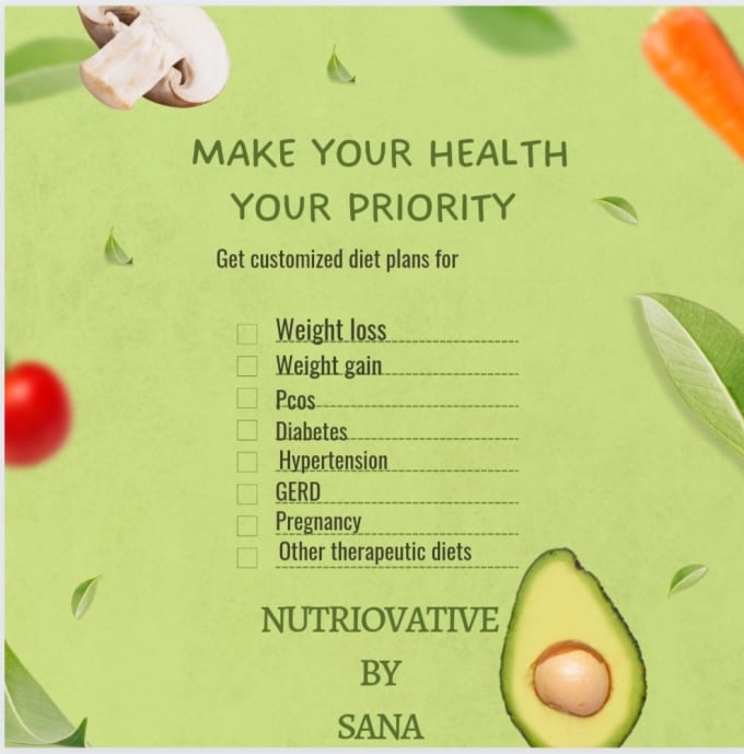 Gig Preview - Be your nutritionist, make customized diet plans for you