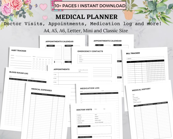 Gig Preview - Make printable medical planner