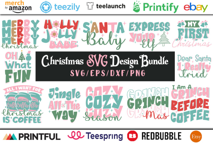 Gig Preview - Create svg, cricut file, png, dxf, pdf, eps, christmas, bundle design for pod