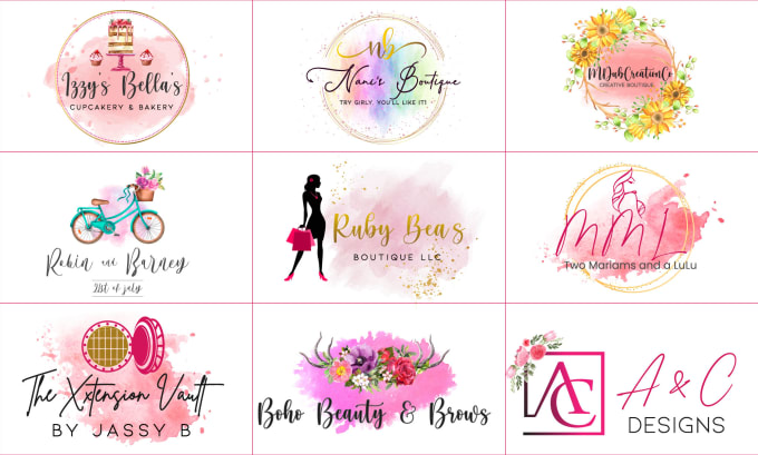 Gig Preview - Create a beautiful feminine watercolor logo