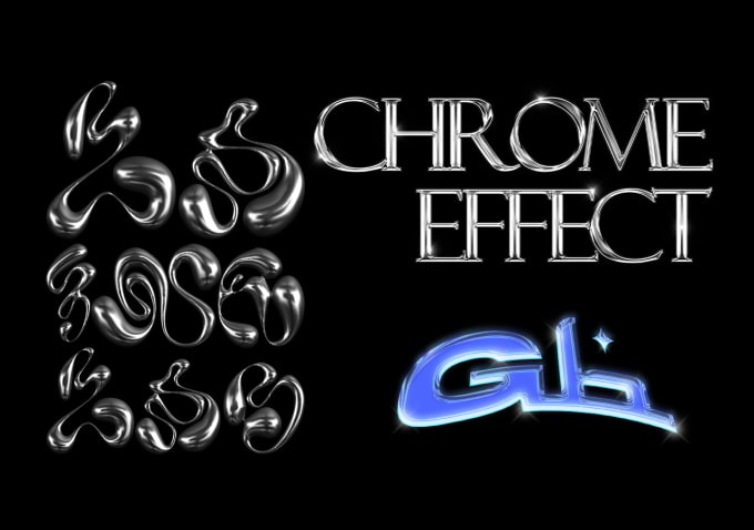 Gig Preview - Design chrome 3d logo type y2k, chrome typography for your brand