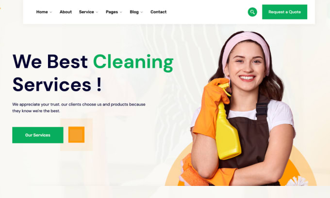 Gig Preview - Cleaning service website, house cleaning, office cleaning website, booking koala