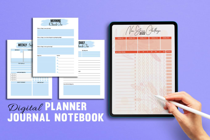 Gig Preview - Design digital planner , journal , notebook booklet for you