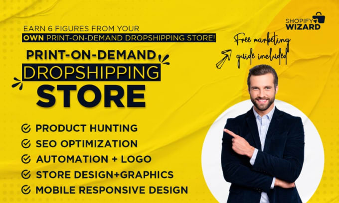 Gig Preview - Create a professional print on demand shopify dropshipping store