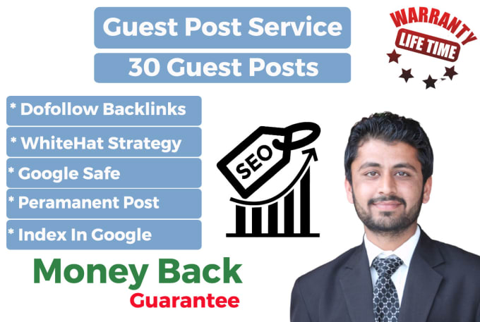 Gig Preview - Publish 30 articles on 90 da dofollow guest post sites