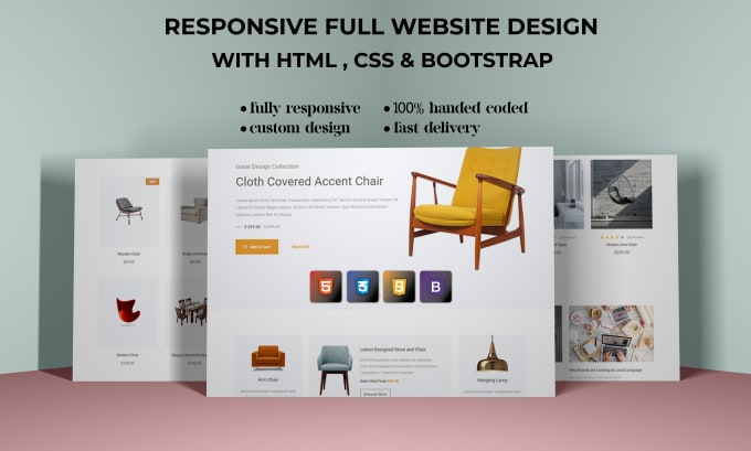 Gig Preview - Create HTML CSS full website creation with responsive design