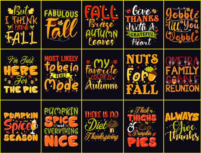 Gig Preview - Do thanksgiving and fall t shirt design for pod, MBA and etsy