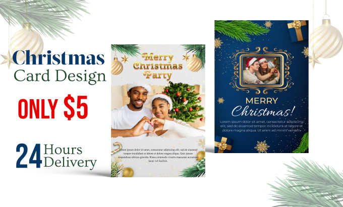 Gig Preview - Create amazing christmas card, invitations card or holiday card design