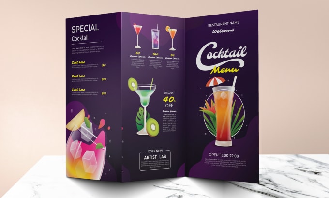 Gig Preview - Design modern restaurant, bar, bakery, cafe menu design