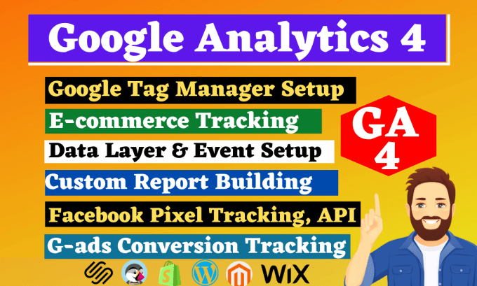 Gig Preview - Fix or setup google analytics 4, ga4 ecommerce tracking, conversion tracking GTM