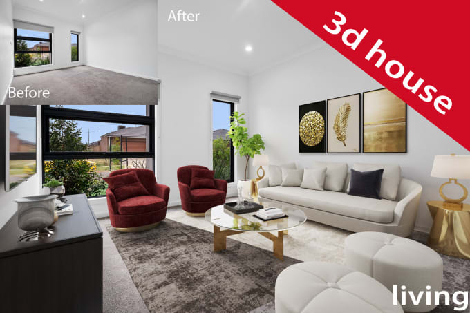 Gig Preview - Virtual staging, add furniture to your home