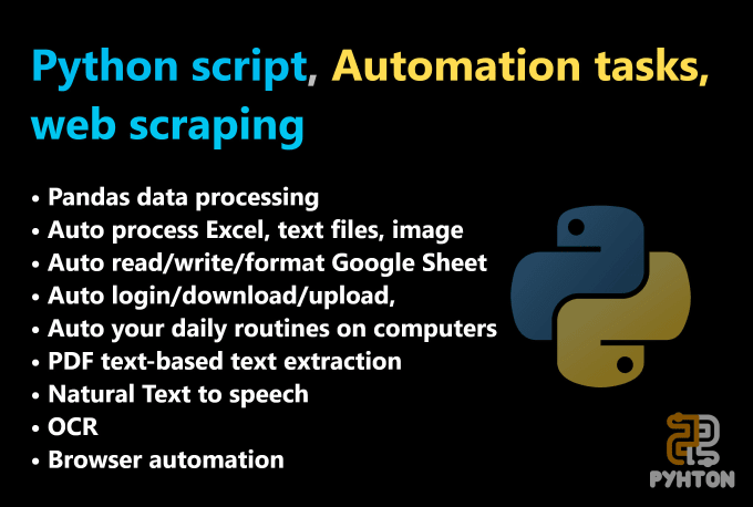 Gig Preview - Python scripts, code, automation tasks, web scraping