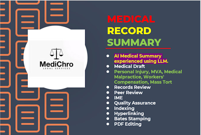 Gig Preview - Do medical record summary and proofreading for all types of paralegal services