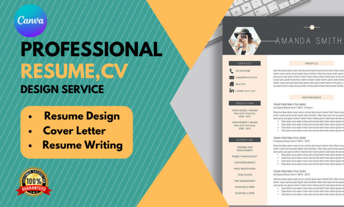 Gig Preview - Design a professional resume, CV using canva