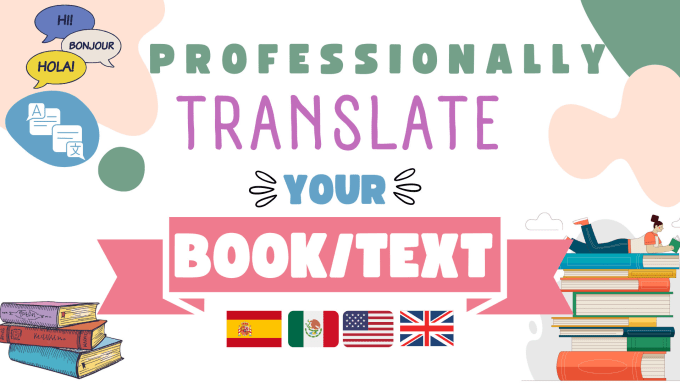 Gig Preview - Professionally translate a book to spanish or english