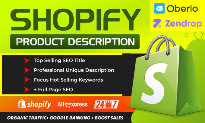 Gig Preview - Do shopify product listings with shopify SEO product descriptions