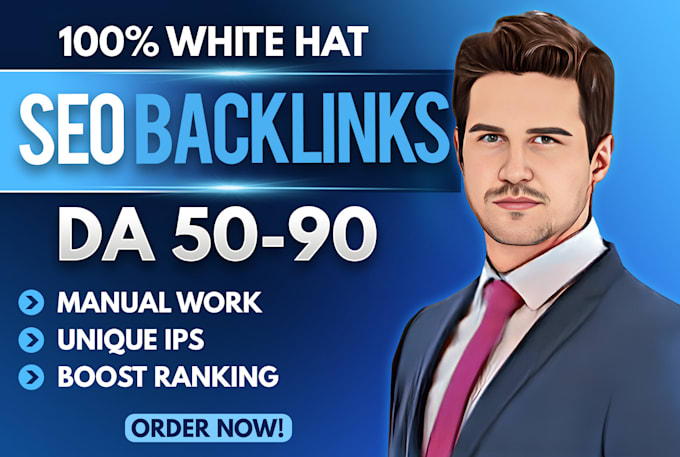 Gig Preview - Off page SEO backlinks white hat manual link building service for top ranking