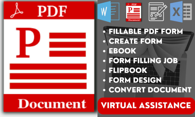 Gig Preview - Create fillable PDF form filling flipbook PDF fillable form word document