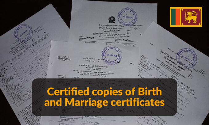 Gig Preview - Send birth, marriage, death, educational certificates from sri lanka