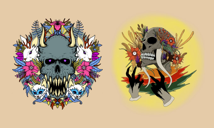 Gig Preview - Draw amazing dark art skull illustration for tshirt