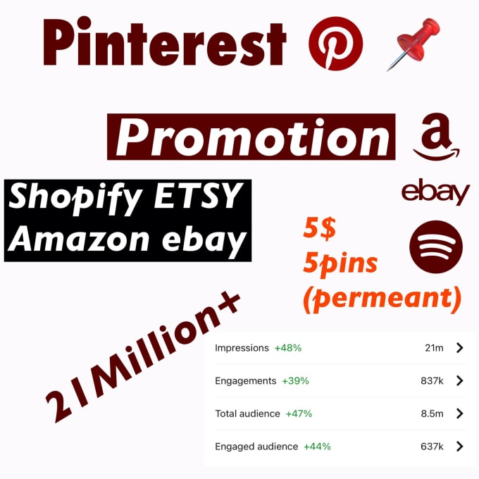 Gig Preview - Promote etsy, shopify, ebay, amazon, to my 21 million pinterest