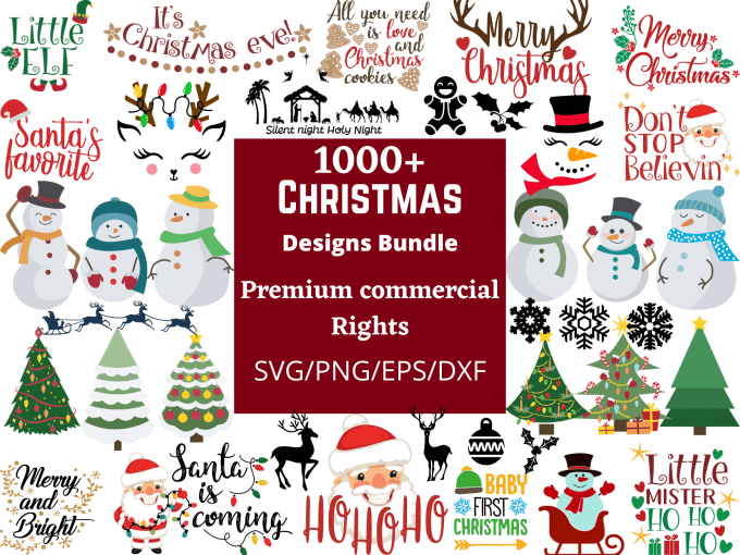 Gig Preview - Send 1000 christmas tshirt designs bundle svg, png, dxf, eps