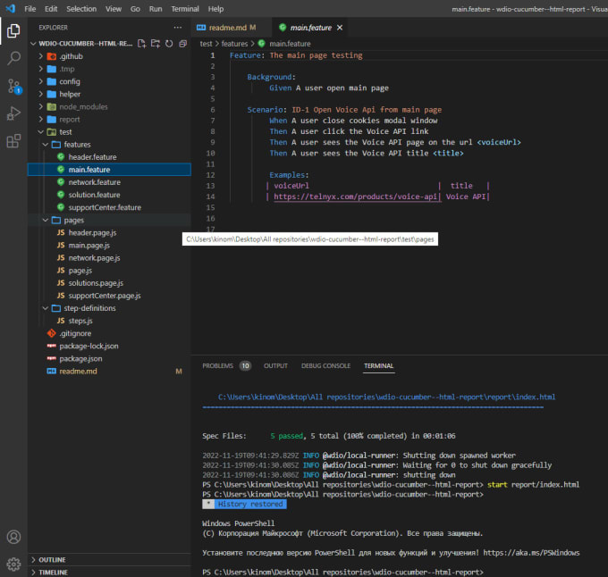 Gig Preview - Automate test scenarios using webdriverio cucumber javascript