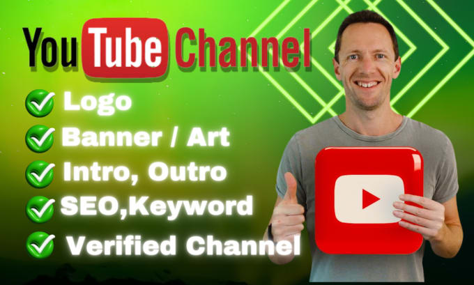 Gig Preview - Create youtube channel with logo ,banner, intro, outro, SEO