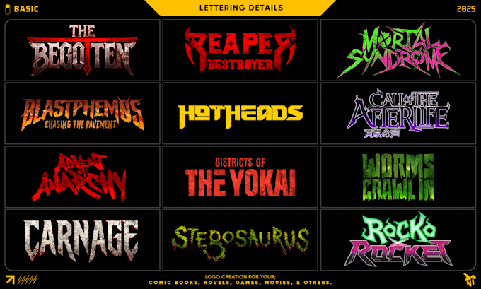 Gig Preview - Create a title logo creation for comic books, games, movies, and novels