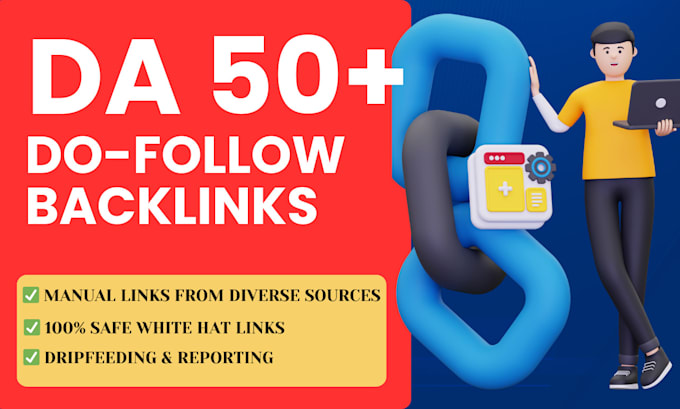 Gig Preview - Do SEO backlinks high quality dofollow high da authority link building service