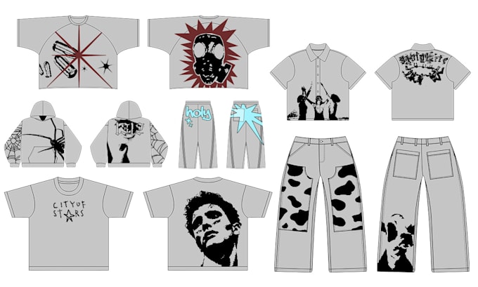 Gig Preview - Create custom  y2k vintage streetwear grunge design