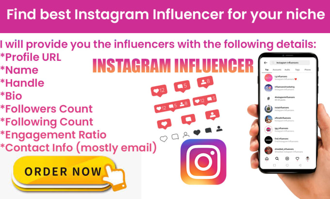 Gig Preview - Search best instagram influencer for your niche