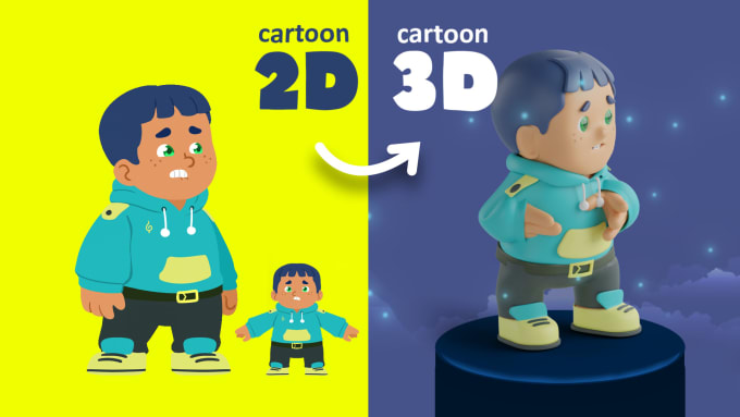 Gig Preview - Convert 2d to 3d character modeling cartoon style